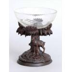 A Swiss Black Forest Carved Linden Wood & Cut Glass Compote, marked Meiringer, Circa 1880-90 Preview