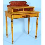 NEW ENGLAND DRESSING TABLE IN CHROME YELLOW PAINT WITH VINEGAR DECORATED SPLASH: Preview
