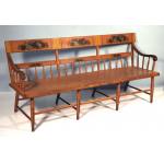 PAINT-DECORATED, PENNSYLVANIA SETTEE, RARE SALMON BACKGROUND, 1840-1860: Preview