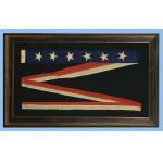 RARE, 6-STAR, U.S. NAVY COMMISSIONING PENNANT, ONE OF TWO KNOWN, ENTIRELY HAND-SEWN, 1876 ERA: Preview