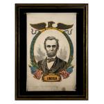ABRAHAM LINCOLN MEMORIAL BANNER WITH A DRAMATIC PORTRAIT IMAGE, LAST QUARTER 19TH CENTURY - 1909: Preview