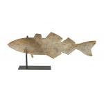 HOMEMADE WOODEN FISH WEATHERVANE WITH GREAT SILVERED PATINATION, CA 1920-40: Preview