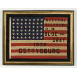 RARE AND STRIKING 48 STAR FLAG WITH BOLD OVERPRINTED TEXT ADVERTISING THE 75TH ANNIVERSARY OF THE BATTLE OF GETTYSBURG IN 1938: Preview