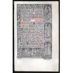 IM-8883: Printed & Hand-Illuminated Book of Hours Leaf  - Medieval concept of  the Dance of Death Preview